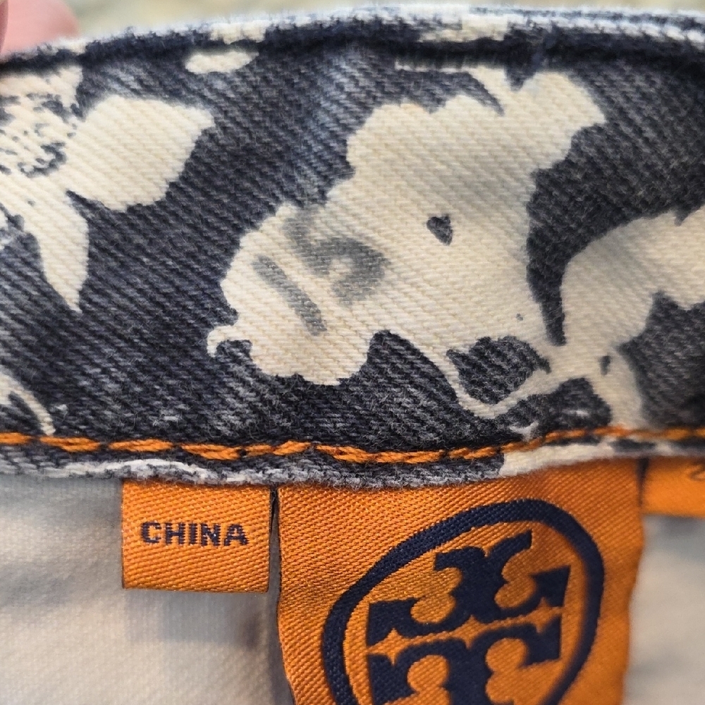 Tory Burch Alexa Floral Cropped Skinny Jeans Denim Blue White Size26 Cottagecore - Picture 14 of 14